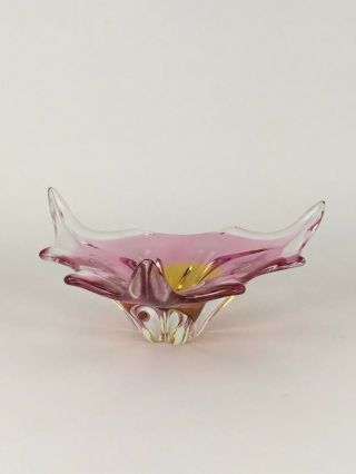 EGERMANN Art Glass Rose And Amber Sculpture Bowl 2