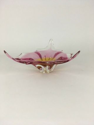 EGERMANN Art Glass Rose And Amber Sculpture Bowl 3