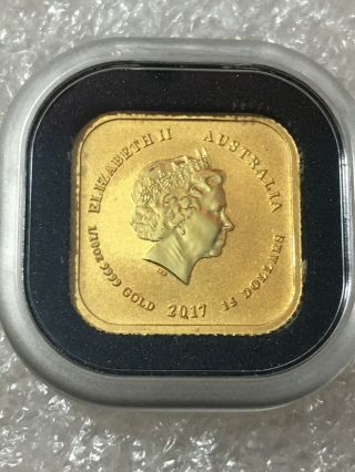 2017 Perth Australian Gold Square Map 1/10 Oz $15 Coin In Black Ring Case