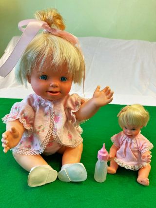 Vintage 1965 Cheerful Tearful Doll And 1966 Baby Cheerful Tearful Doll Mattel