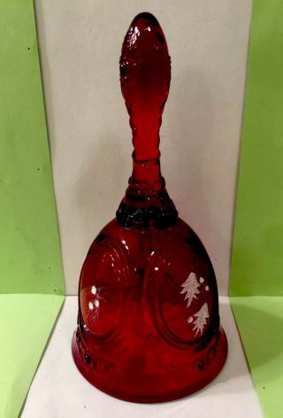 Cond.  Vtg.  Authentic Fenton Ruby Red Artist Signed Bell.  Label.