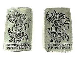 (2) Two 5oz.  Monarch Viking W/ Axe Silver Bars.  999,  Fine Silver