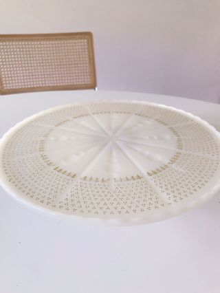 Vintage Milk Glass And Gold Cake Stand