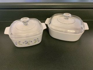 Vintage Corning Ware Casserole Dish With Lid,  1.  5 Liter And 2 Liter