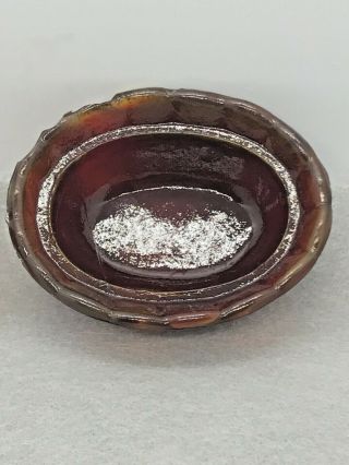 Vintage Amberina Glass Mini Hen On Nest Salt Cellar / Trinket Box 3