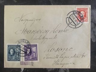 1939 Zvolen Slovakia Censored Cover To Hungary Attractive Stamps