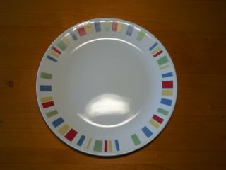 Corelle Memphis Dinner Plate 10 1/4 " White W Colored Blocks 1 Ea 3 Available