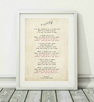 042 The Temptations - My Girl - Song Lyric Art Poster Print - Sizes A4 A3