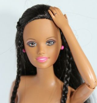 Happy Family Aa Pregnant Midge Barbie Doll Black Hair Vtg African American 2002