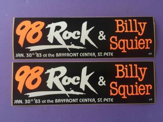 2 1983 Vintage Billy Squier 98 Rock Tampa Florida Radio Station Bumper Sticker