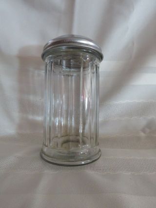 Vintage Gemco Ribbed Glass Sugar Shaker Dispenser Flip Lid