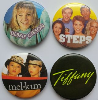 Tiffany Debbie Gibson Mel And Kim Steps Vintage Button Badges 80 