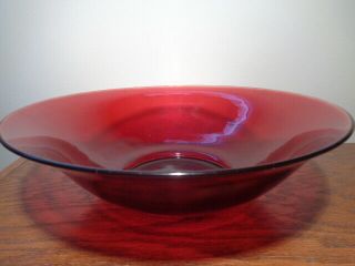 Vintage Anchor Hocking 11 - 3/8” Royal Ruby Red Large Salad Bowl