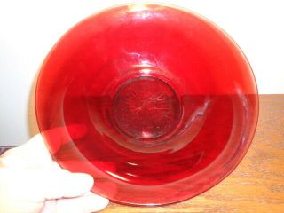 Vintage Anchor Hocking 11 - 3/8” Royal Ruby Red Large Salad Bowl 2