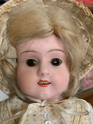 Antique German Minerva Tin ? Head Doll Head Glass Eyes Bisque Hands? 18 " Marked