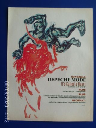 Depeche Mode - Its Called A Heart 1985 - Poster Advert 1980s