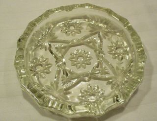 Vintage Large Anchor Hocking Clear Glass Ashtray - Star Of David Pattern 8 " Wide