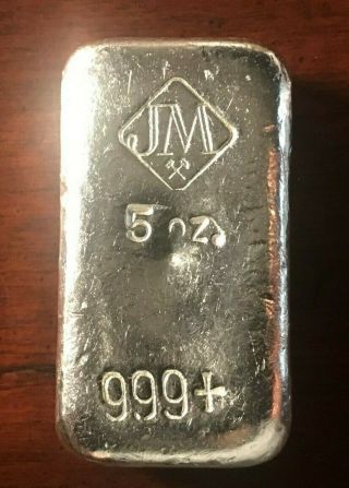 Rare Johnson Matthey 5 Oz 999,  Poured Silver Bar
