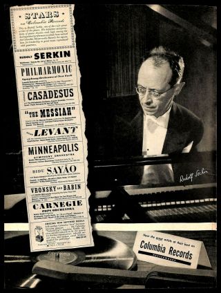 1948 Columbia Records Rudolf Serkin Pianist Vintage Print Ad Musical Lineup 40s