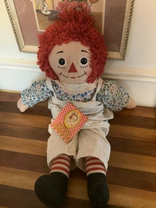 Vintage 1971 Knickerbocker The Raggedy Ann Doll With Tag And Heart