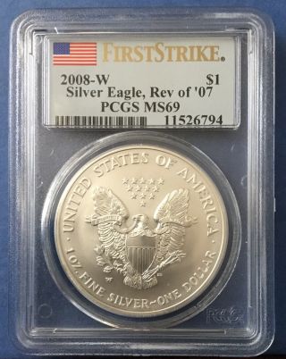 2008 - W Reverse 2007 Silver Eagle Ms69