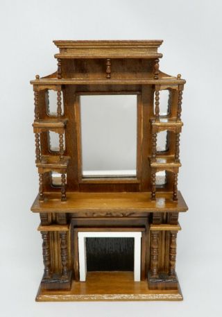 Vintage Antique Victorian Fireplace Mantle With Mirror Dollhouse Miniature 1:12