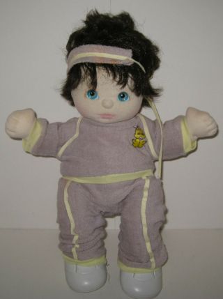 My Child Boy Doll Mattel 1985 Blue Eyes Brown Hair W/jogging Outfit,  Socks Shoes