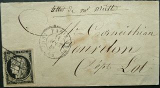 France 11 Aug 1849 Postal Cover W/ 20c Rate From Paris To Gourdon - See