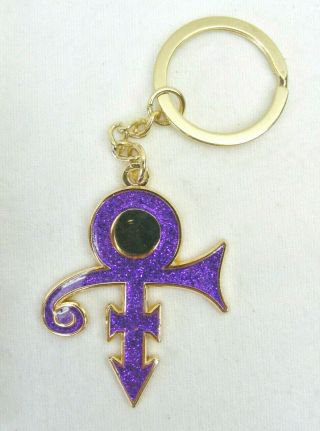 Prince Symbol Keychain,  Purple Rain,  Gliter Purple W/goldtone,  The Found Co