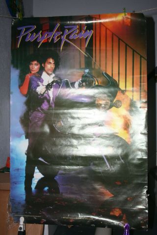 1984 PURPLE RAIN Prince on Motorcycle Retail Poster Purple Films co Warner Bros. 2