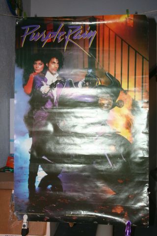 1984 PURPLE RAIN Prince on Motorcycle Retail Poster Purple Films co Warner Bros. 3