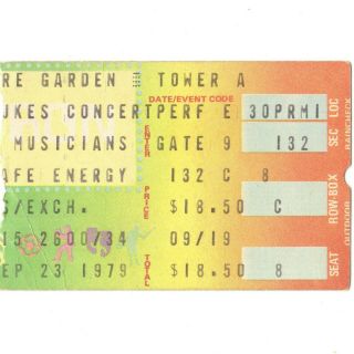 Csn,  Many Bands Concert Ticket Stub Nyc 9/23/79 Madison Square Garden No Nukes