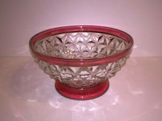 Vintage Fostoria 7 " Clear Crystal Glass Bowl W/ruby Red Trim