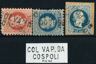 Turkey,  Austria Levant  Col Vap.  Da Cospoli  Postmark On 3 Diff.  Stamps Z244
