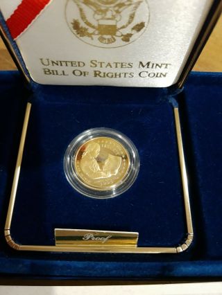 1993 Us Bill Of Rights $5 Gold Coin - See My Other