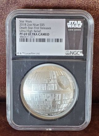 2018 Star Wars Niue Ngc Pf 69 2oz Silver $5 " Death Star " Ultra Cameo