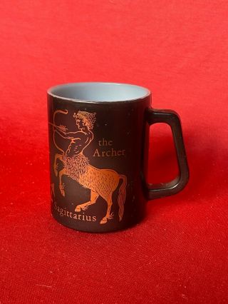 Vintage Federal Zodiac Milk Glass Coffee Mug Black & Gold Sagittarius