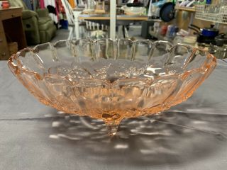 Vintage Indianna Glass Footed Pink Oval Fruit Bowl