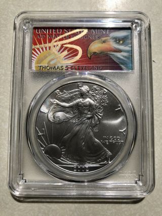 2002 $1 American Silver Eagle Dollar Pcgs Ms70 Thomas Cleveland Eagle