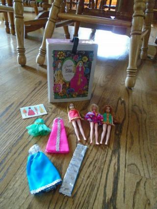 Vintage 1970 Dawn Dolls/clothing And Case