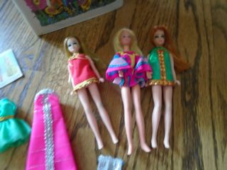 VINTAGE 1970 DAWN DOLLS/CLOTHING AND CASE 2