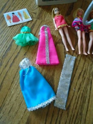 VINTAGE 1970 DAWN DOLLS/CLOTHING AND CASE 3