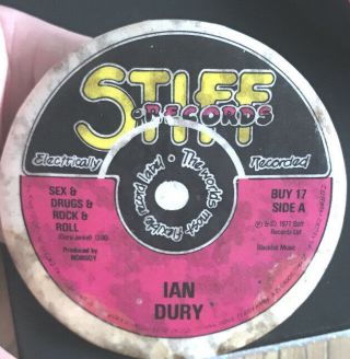 Ian Dury 1970s Punk Rock Badge Sex Drugs Rock Roll Stiff Records