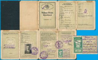 Lithuania (memel Territory) 1935,  Internal Scarce Passport With Revenues Z135