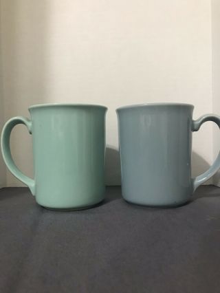 Corning Ware Vintage Blue & Pale Green Ceramic Coffee Cups
