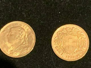 Swiss Gold 20 Francs Helvetia Au To Bu 1935,  47 Or 1949,  Wonderful Estate Finds.