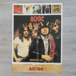 Vtg Double Sided Poster Ac Dc Highway To Hell Pink Floyd Dark Side Of The Moon