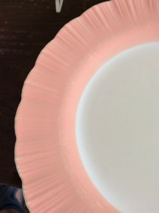 vintage depression glass macbeth evans pink & white cremax dinner plate 2