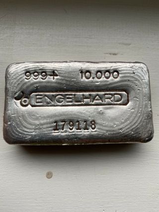 Vintage 10 Oz Engelhard Bull Logo 999 Silver Poured Bar - Low Mintage 179118