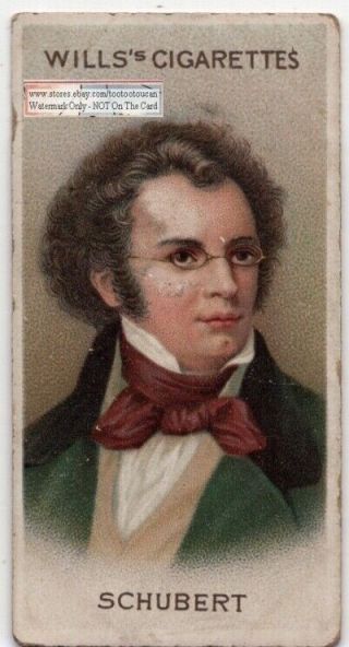 Musician Schubert Austrian Composer 100,  Y/o Ad Trade Card